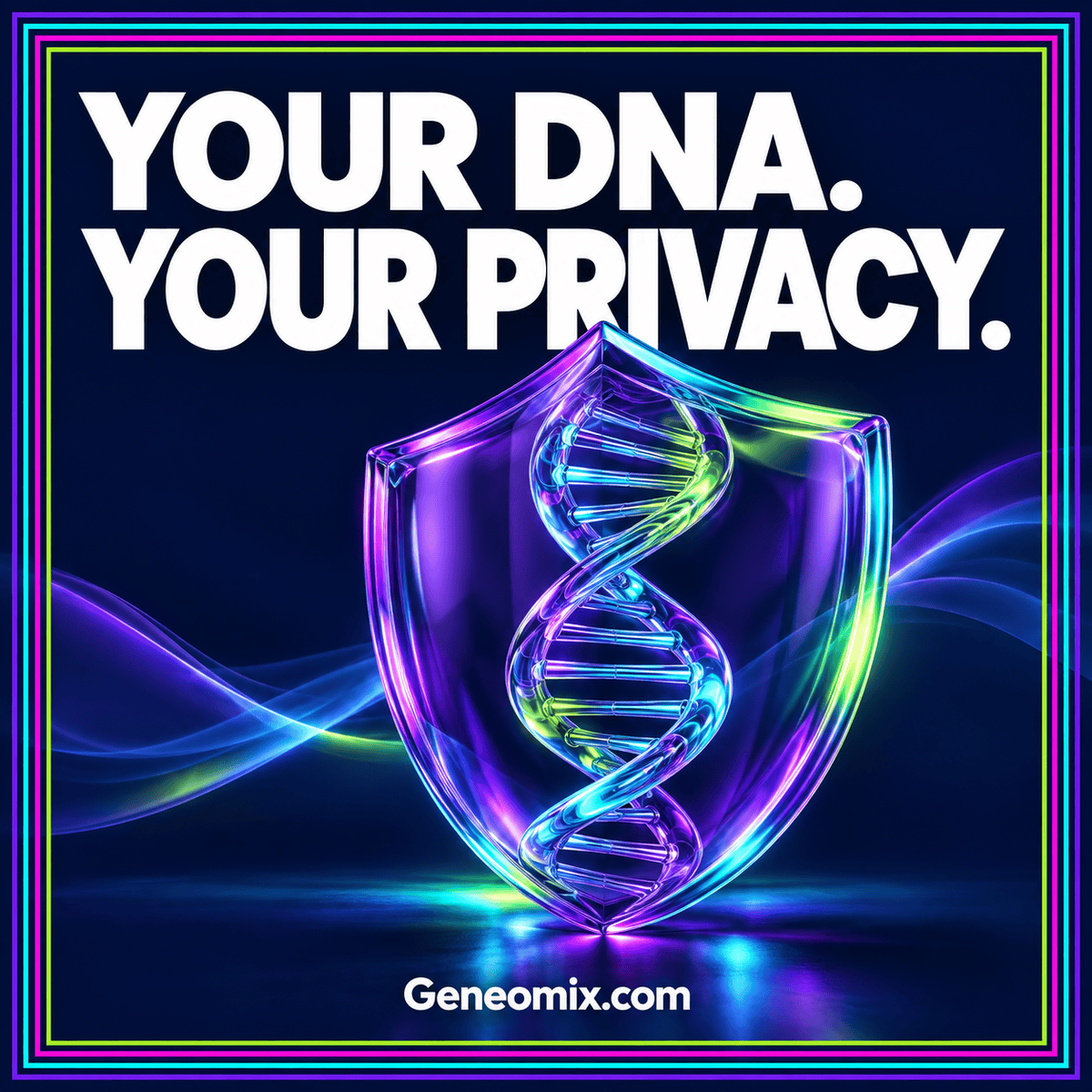 DNA Testing Privacy: Questions to Ask Before You Share — Geneomix.com typography artwork